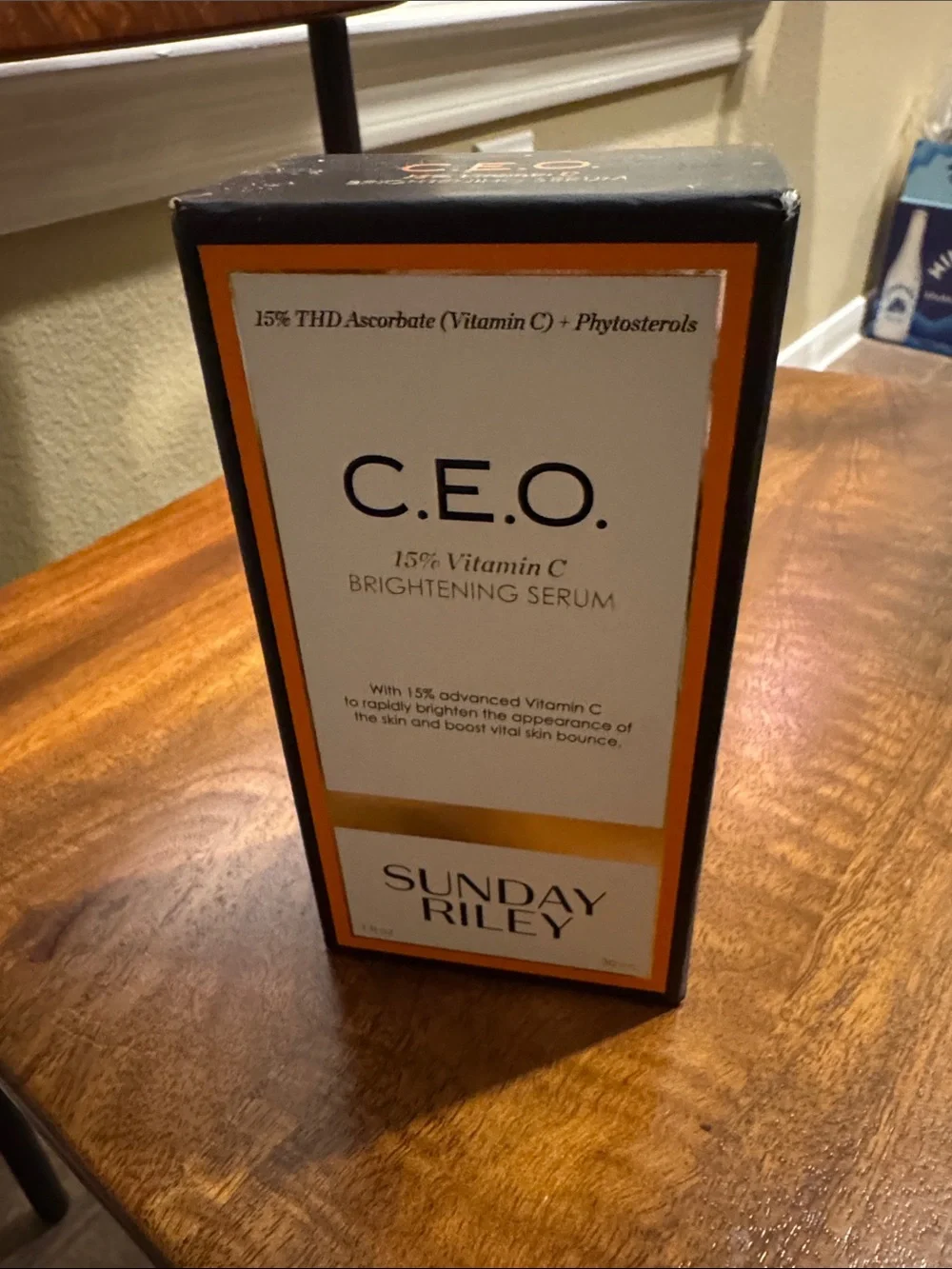 Sunday Riley C.E.O. Brightening Serum Box - White, Orange, Gold, Black